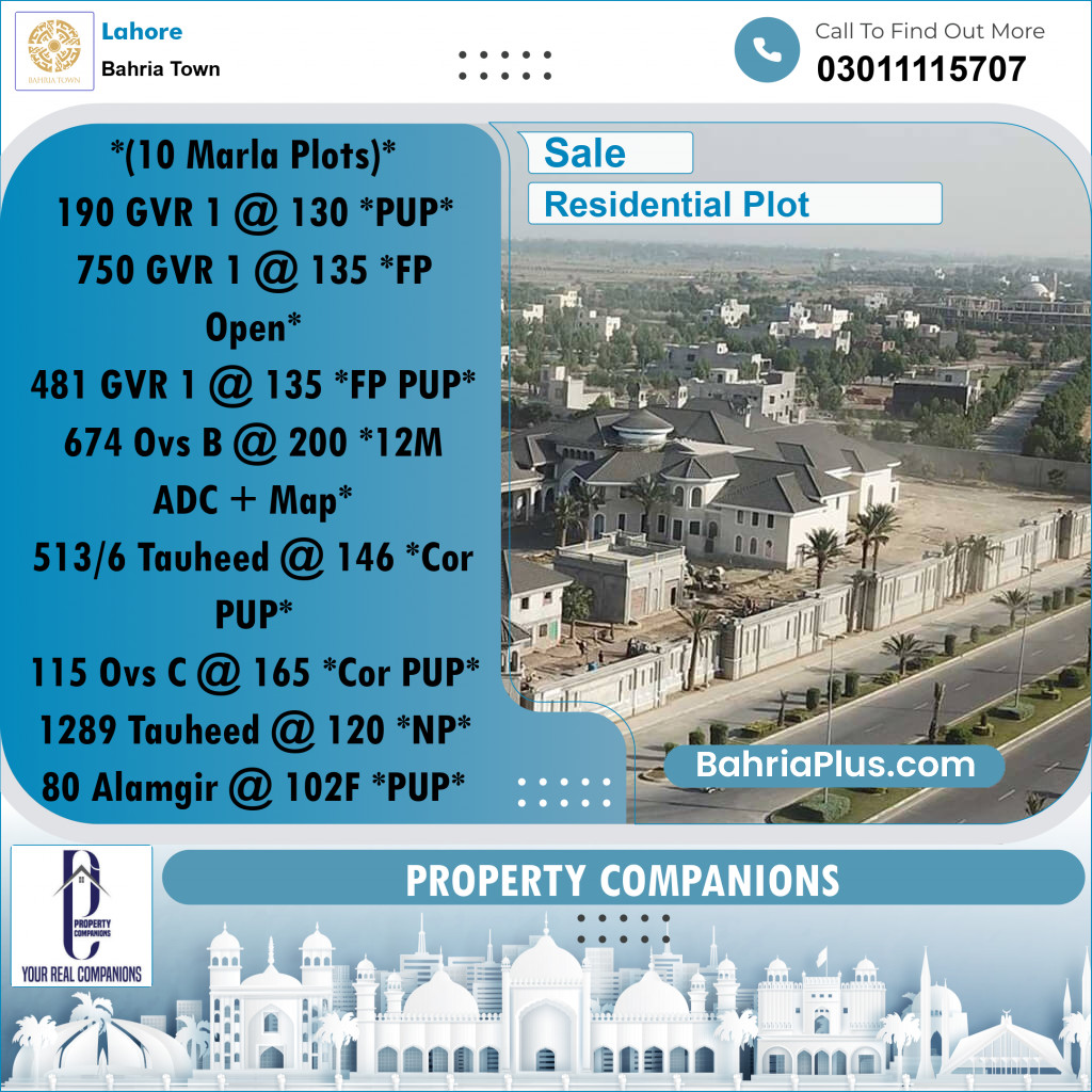 Residential Plot for Sale in Bahria Town, Lahore - (BP-289342)
