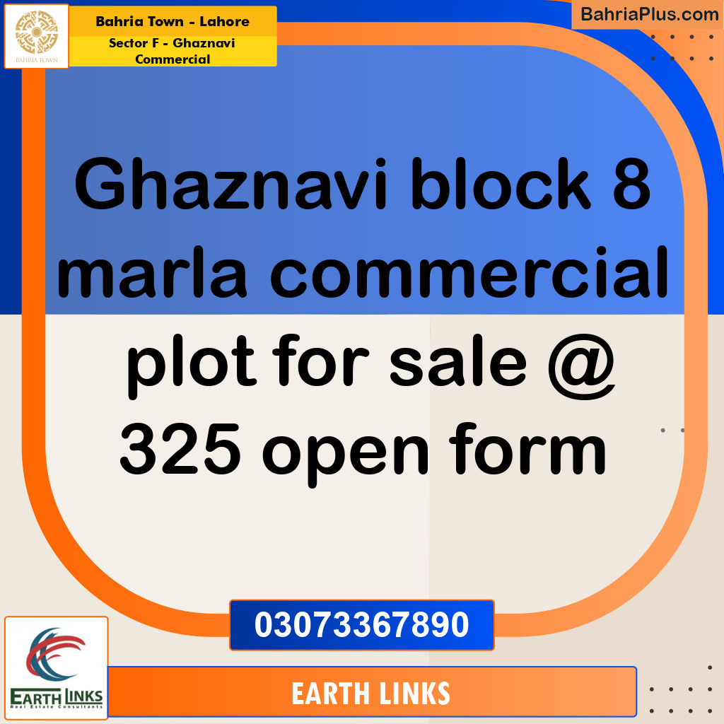 8 Marla Commercial Plot for Sale in Sector F - Ghaznavi Commercial -  Bahria Town, Lahore - (BP-289353)