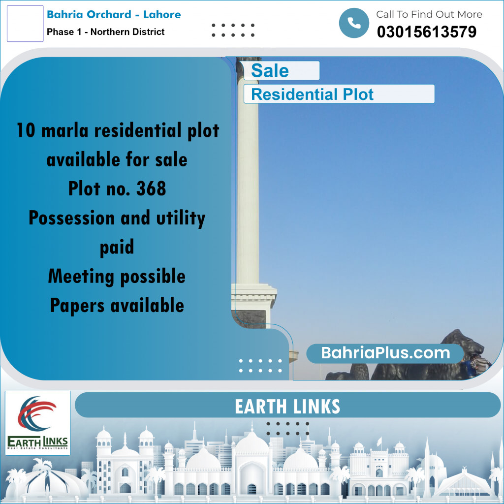 10 Marla Residential Plot for Sale in Phase 1 - Northern District -  Bahria Orchard, Lahore - (BP-289358)