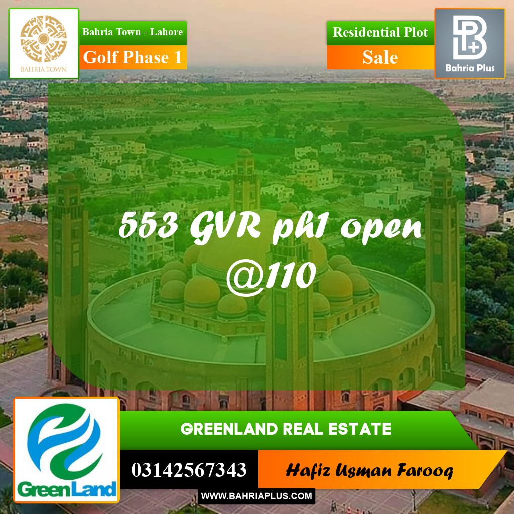 10 Marla Residential Plot for Sale in Golf Phase 1 -  Bahria Town, Lahore - (BP-289369)