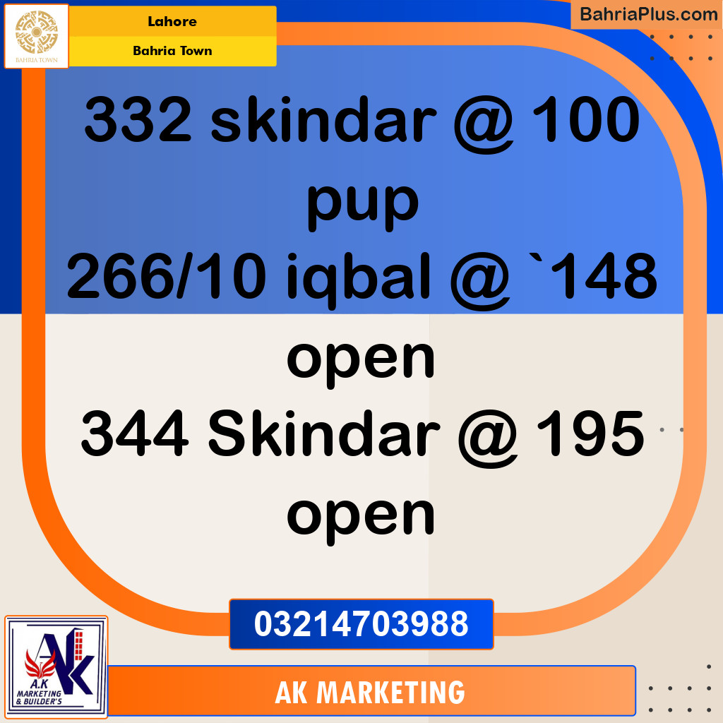 Residential Plot for Sale in Bahria Town, Lahore - (BP-289370)