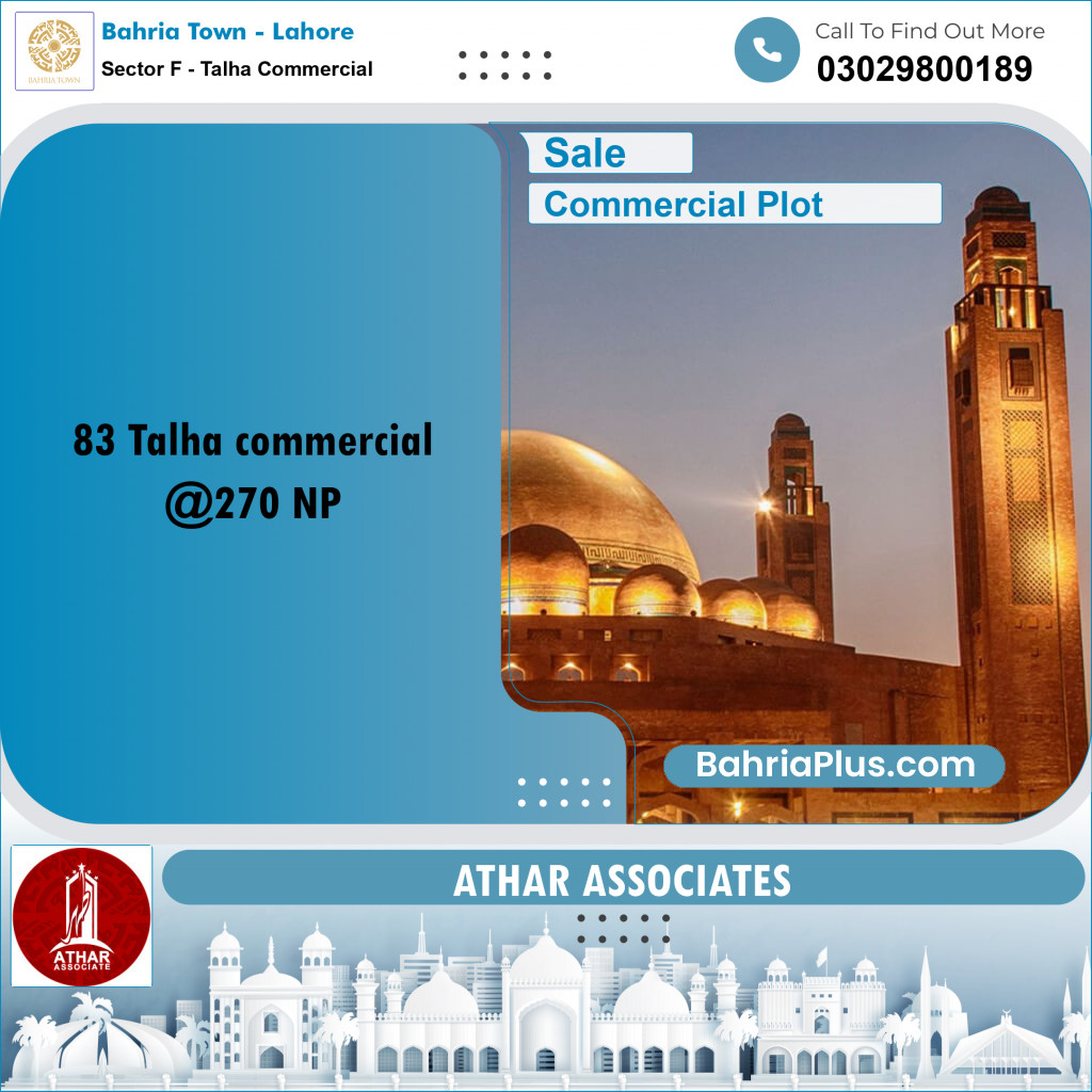 5 Marla Commercial Plot for Sale in Sector F - Talha Commercial -  Bahria Town, Lahore - (BP-289386)