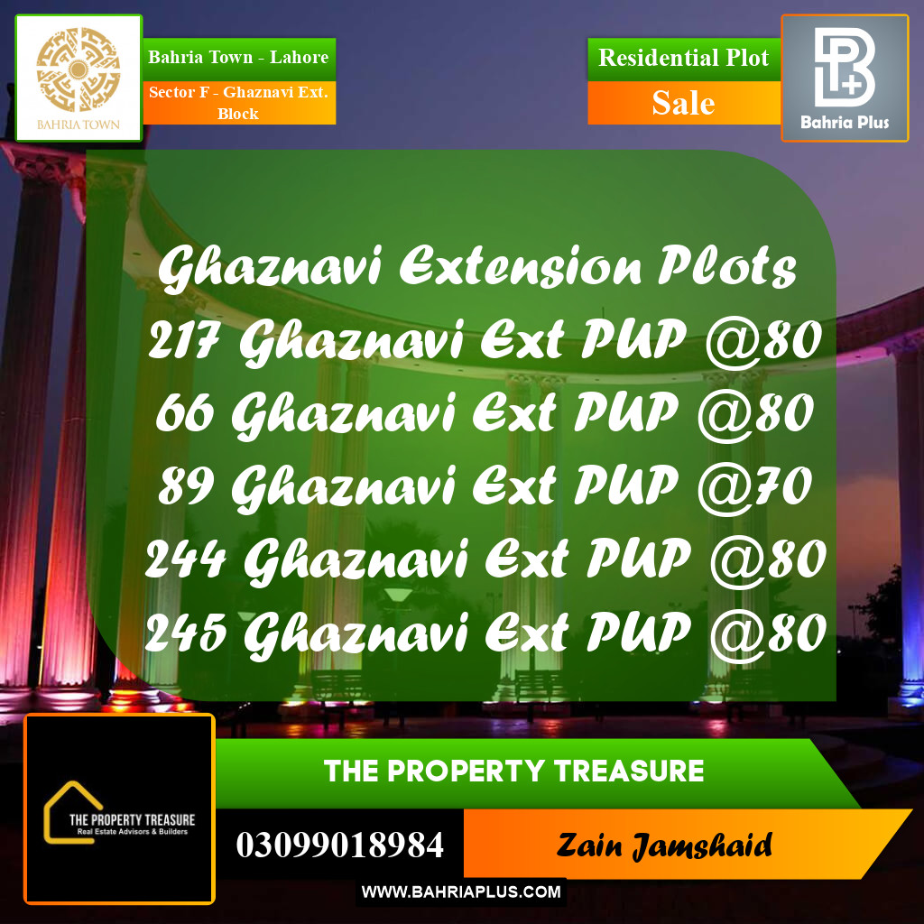 Residential Plot for Sale in Sector F - Ghaznavi Ext. Block -  Bahria Town, Lahore - (BP-289394)
