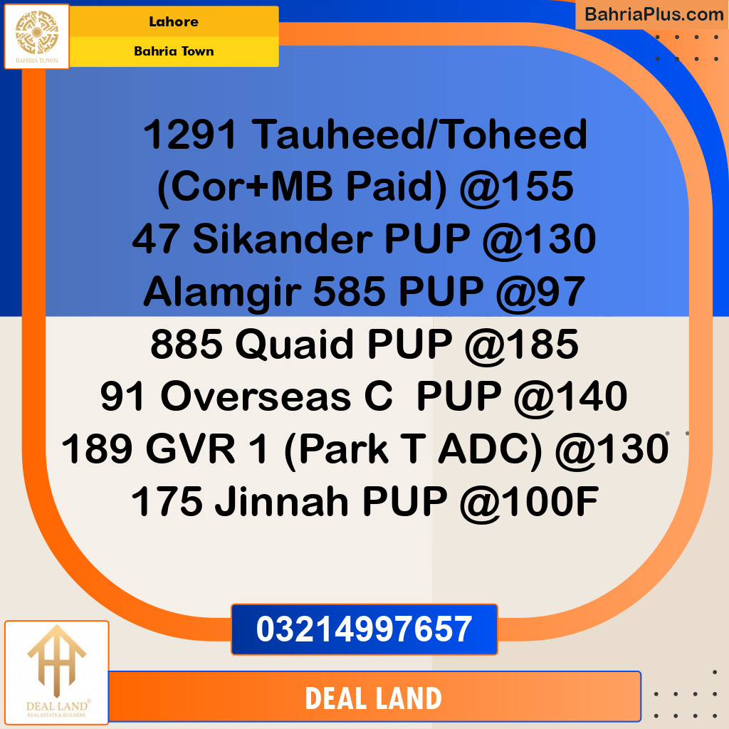 Residential Plot for Sale in Bahria Town, Lahore - (BP-289399)
