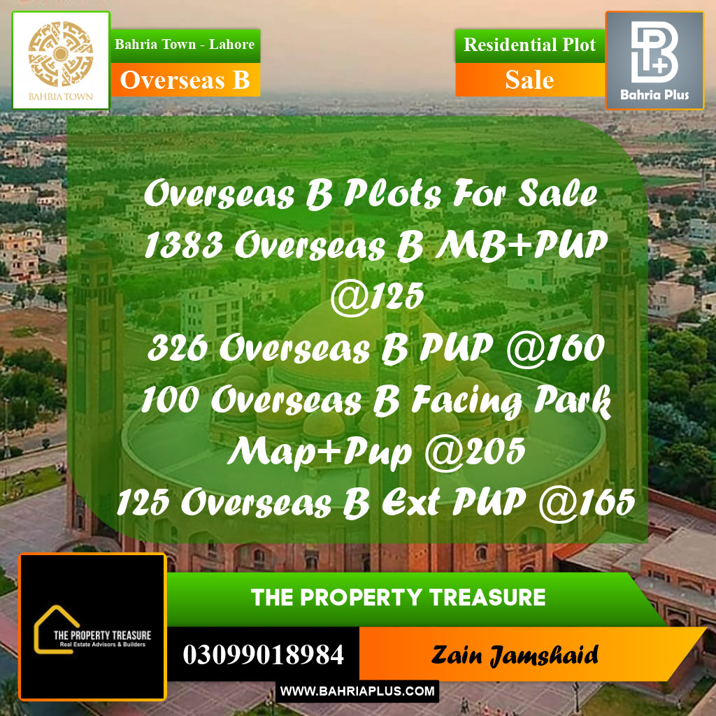 Residential Plot for Sale in Overseas B -  Bahria Town, Lahore - (BP-289401)