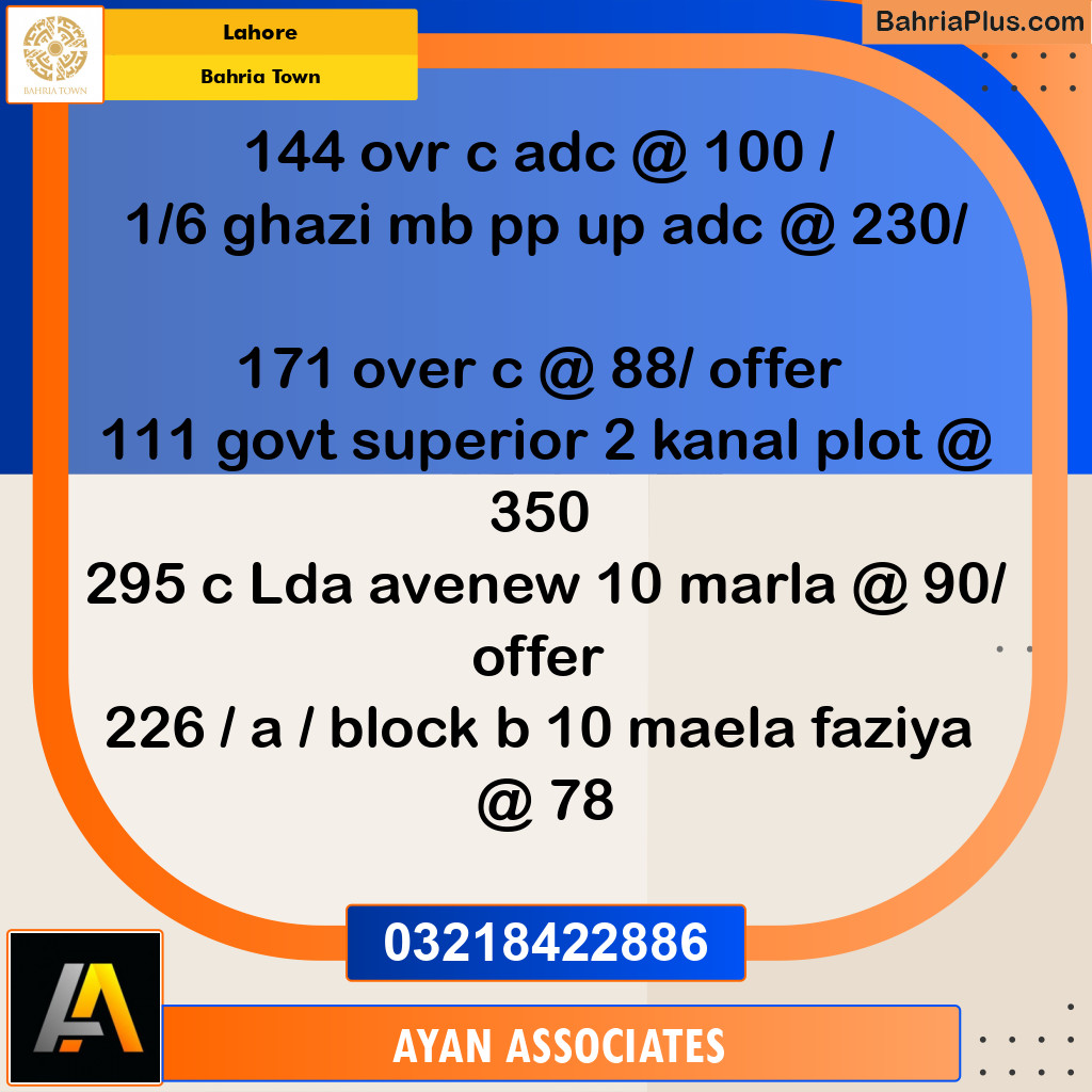 5 Marla Residential Plot for Sale in Bahria Town, Lahore - (BP-289427)