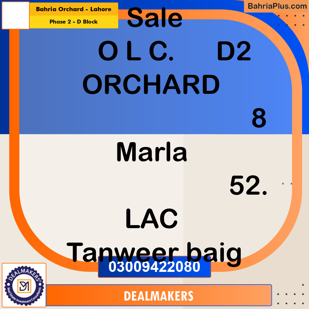 8 Marla Residential Plot for Sale in Phase 2 - D Block -  Bahria Orchard, Lahore - (BP-289440)