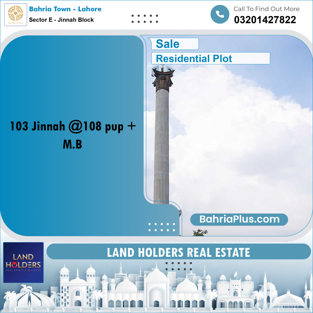 5 Marla Residential Plot for Sale in Sector E - Jinnah Block -  Bahria Town, Lahore - (BP-289452)