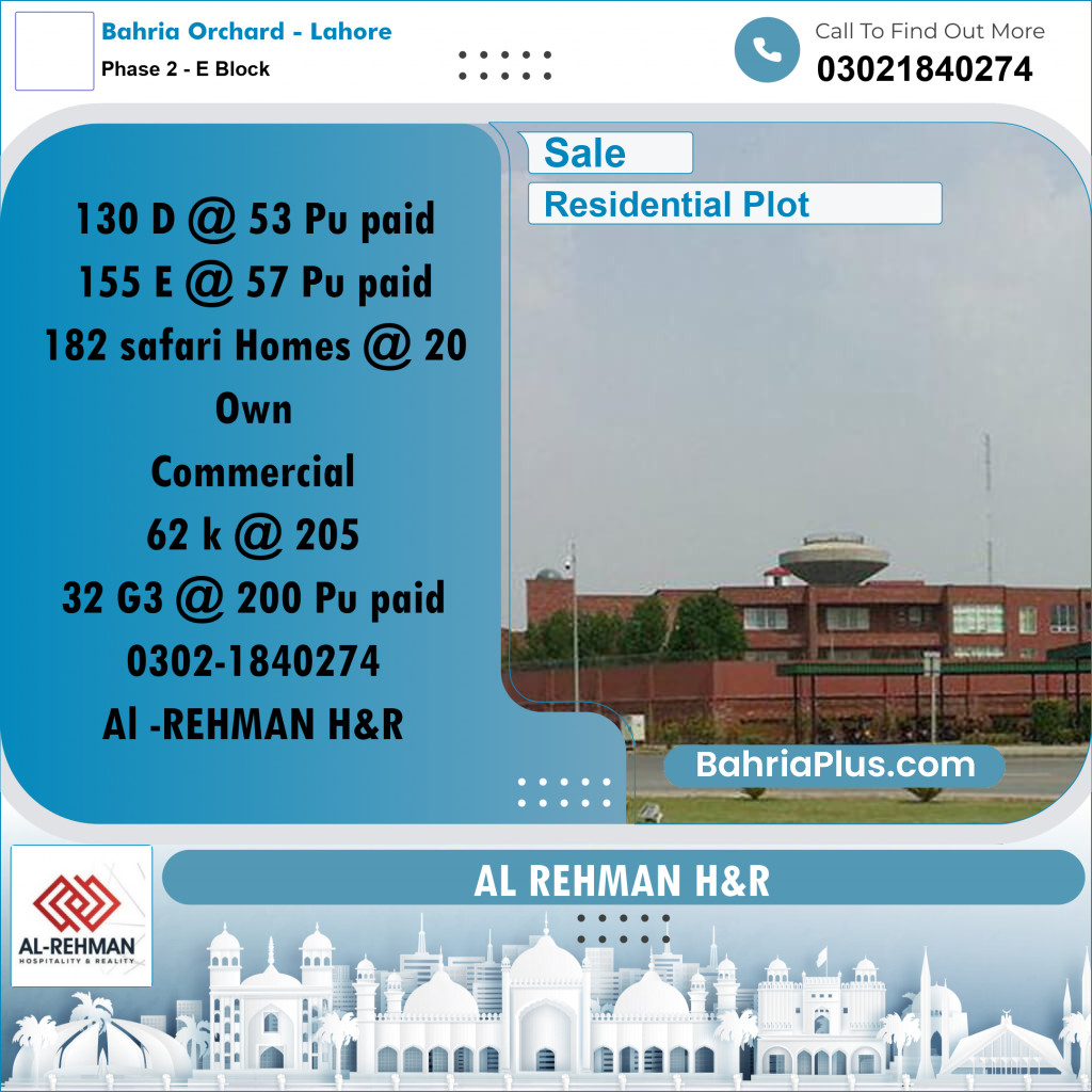 5 Marla Residential Plot for Sale in Phase 2 - E Block -  Bahria Orchard, Lahore - (BP-289481)