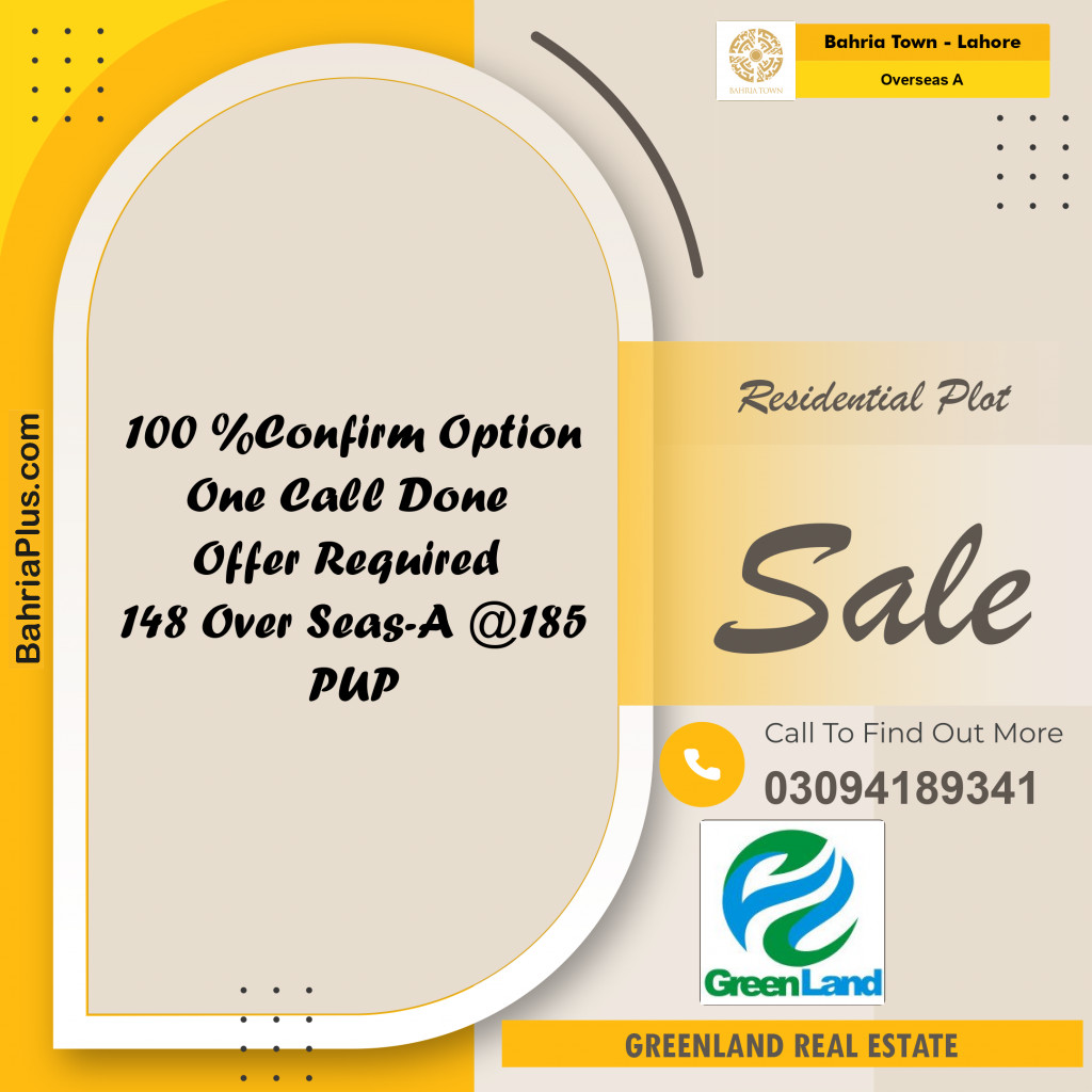 10 Marla Residential Plot for Sale in Overseas A -  Bahria Town, Lahore - (BP-289594)