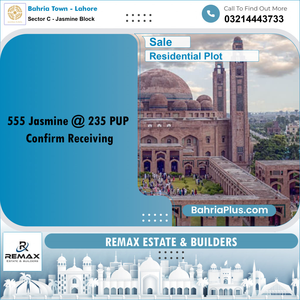 10 Marla Residential Plot for Sale in Sector C - Jasmine Block -  Bahria Town, Lahore - (BP-289604)