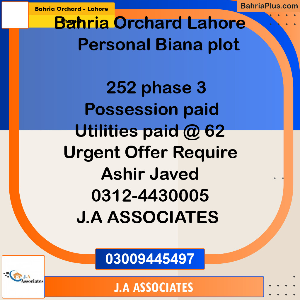 8 Marla Residential Plot for Sale in Phase 3 -  Bahria Orchard, Lahore - (BP-289740)