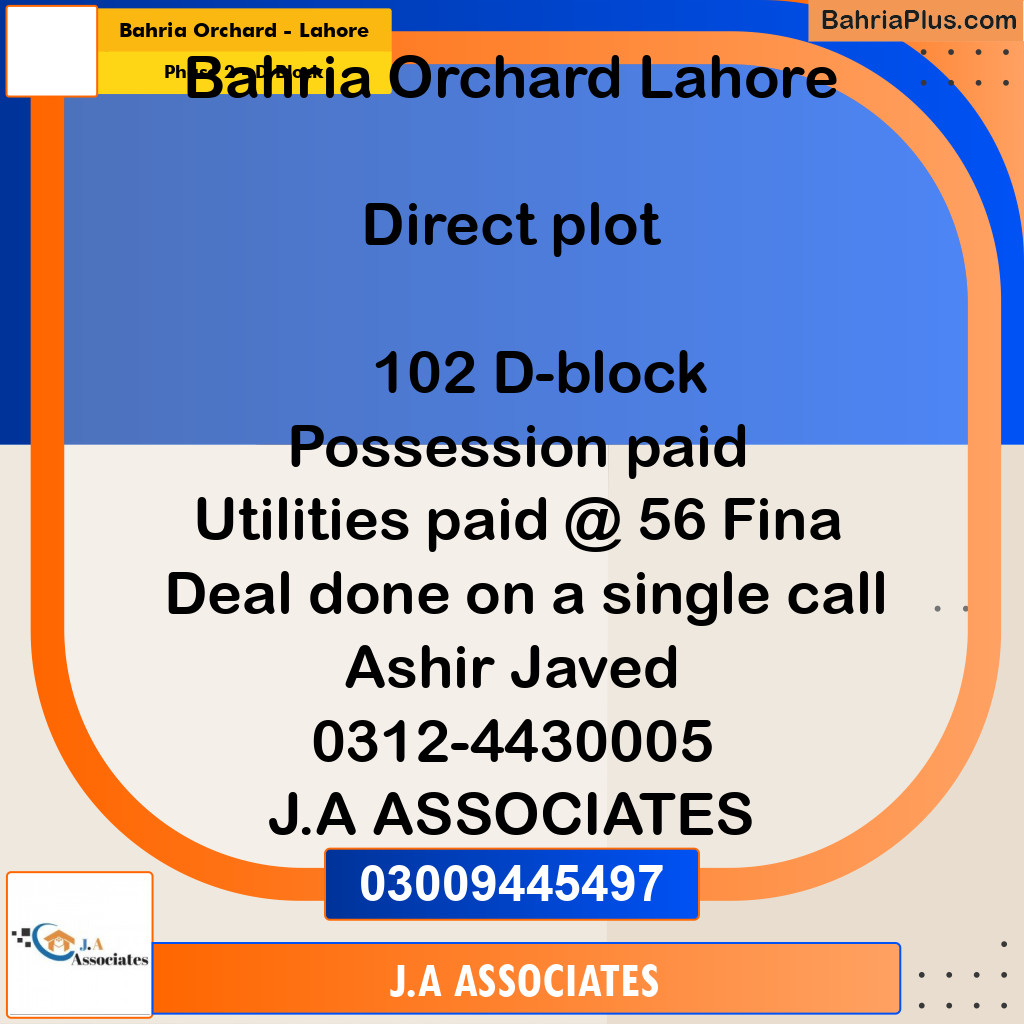 5 Marla Residential Plot for Sale in Phase 2 - D Block -  Bahria Orchard, Lahore - (BP-289743)