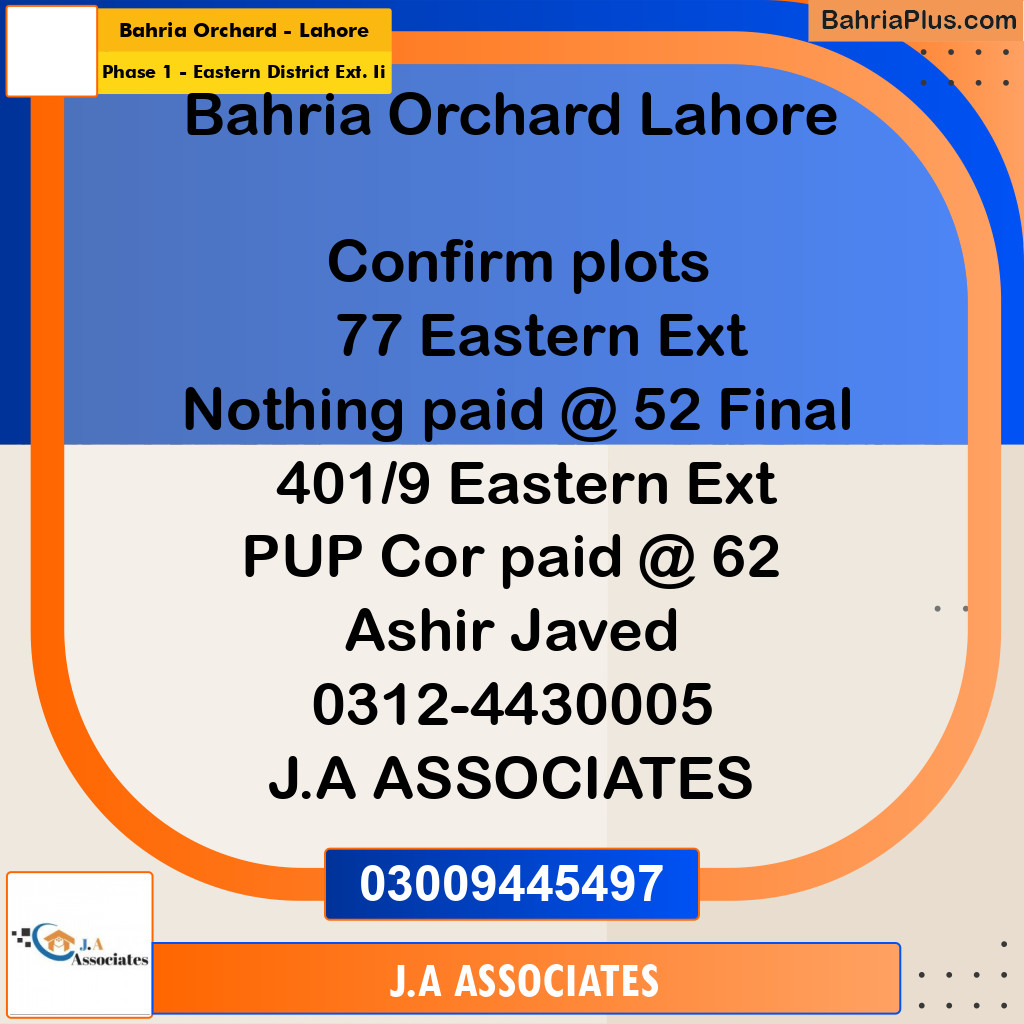 5 Marla Residential Plot for Sale in Phase 1 - Eastern District Ext. II -  Bahria Orchard, Lahore - (BP-289744)