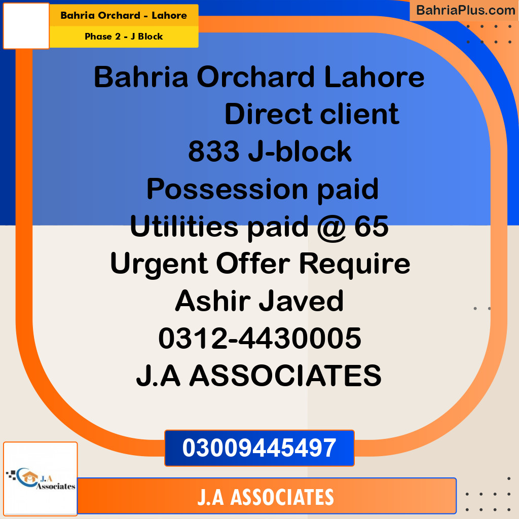 8 Marla Residential Plot for Sale in Phase 2 - J Block -  Bahria Orchard, Lahore - (BP-289745)