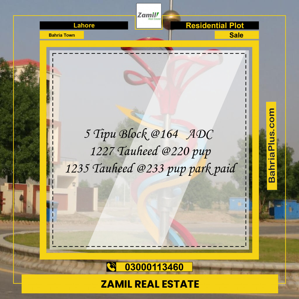 Residential Plot for Sale in Bahria Town, Lahore - (BP-289756)