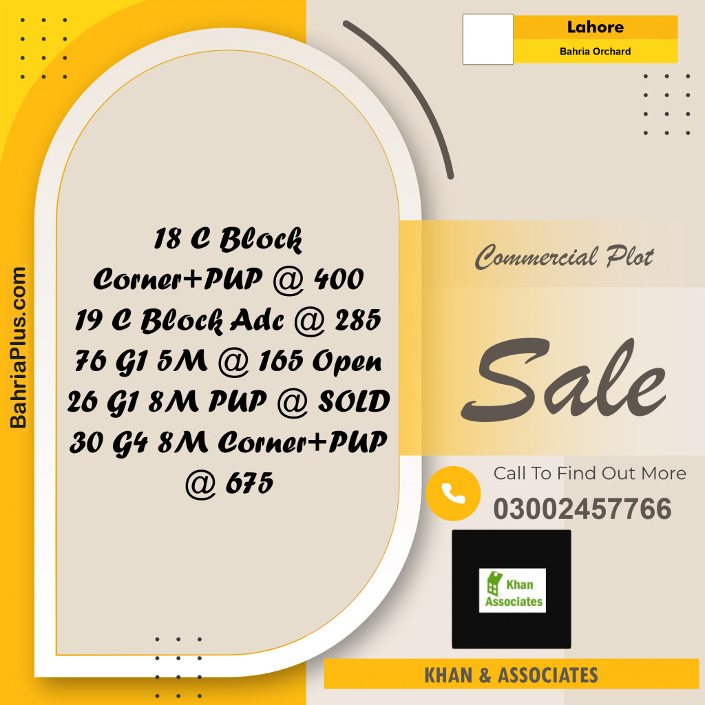 Commercial Plot for Sale in Bahria Orchard, Lahore - (BP-289763)