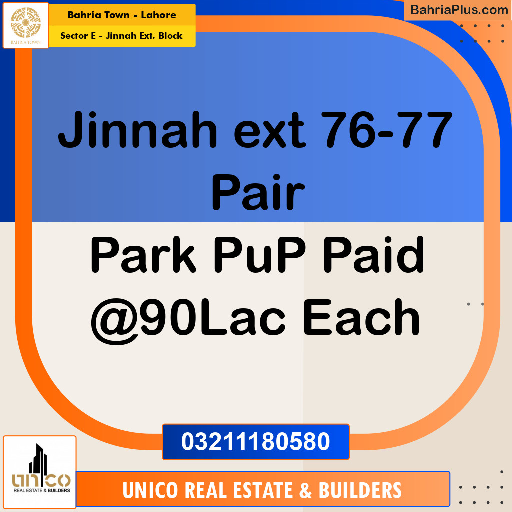 5 Marla Residential Plot for Sale in Sector E - Jinnah Ext. Block -  Bahria Town, Lahore - (BP-289793)