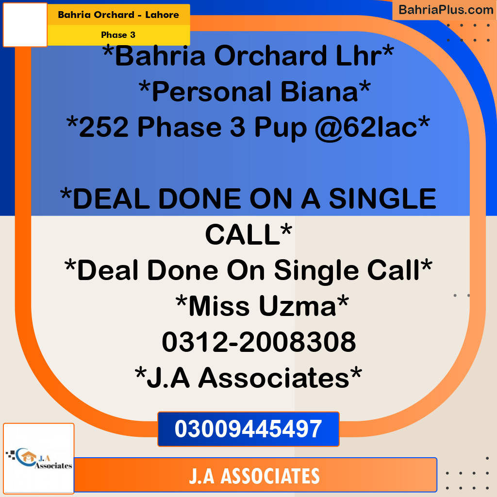 8 Marla Residential Plot for Sale in Phase 3 -  Bahria Orchard, Lahore - (BP-289801)