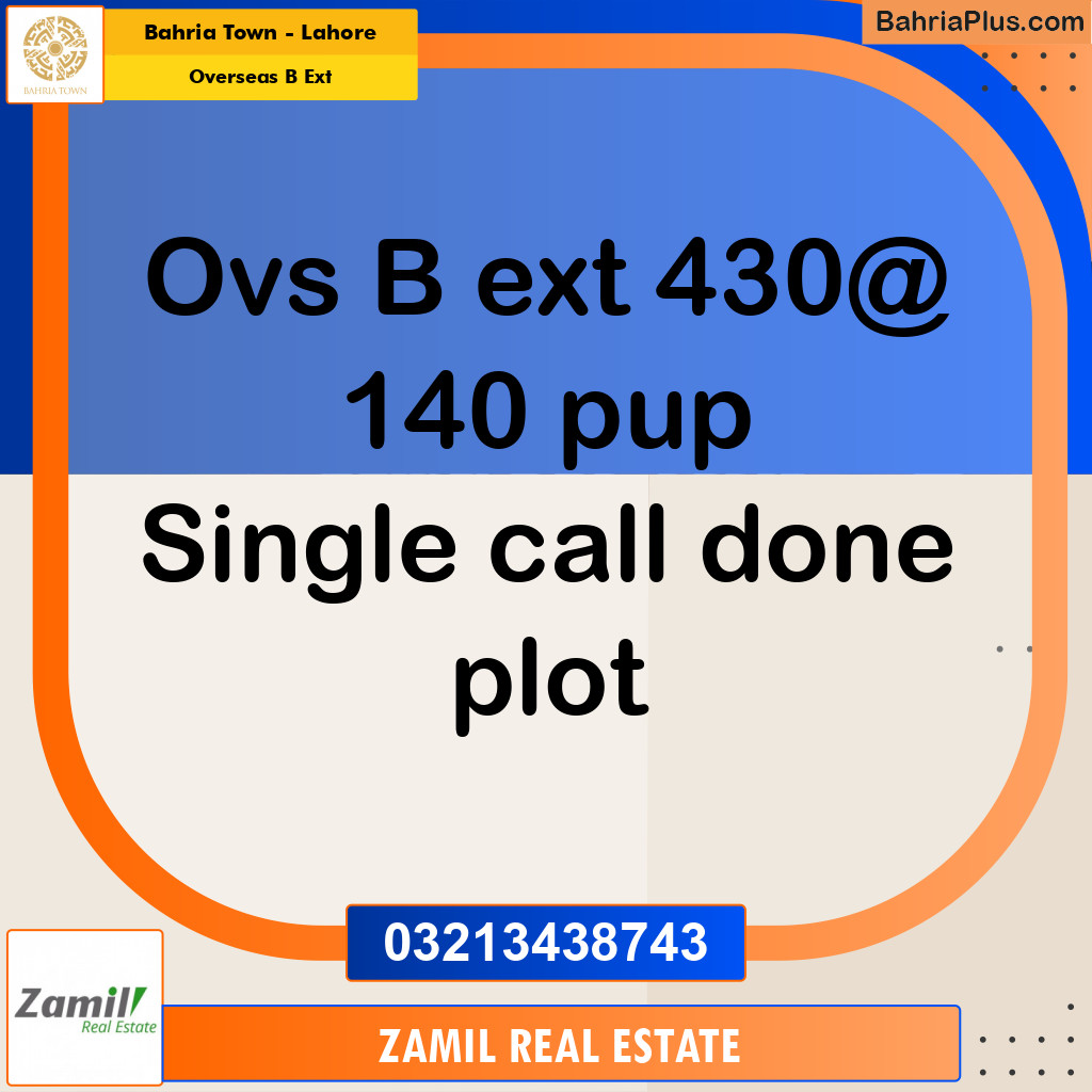 10 Marla Residential Plot for Sale in Overseas B Ext -  Bahria Town, Lahore - (BP-289832)