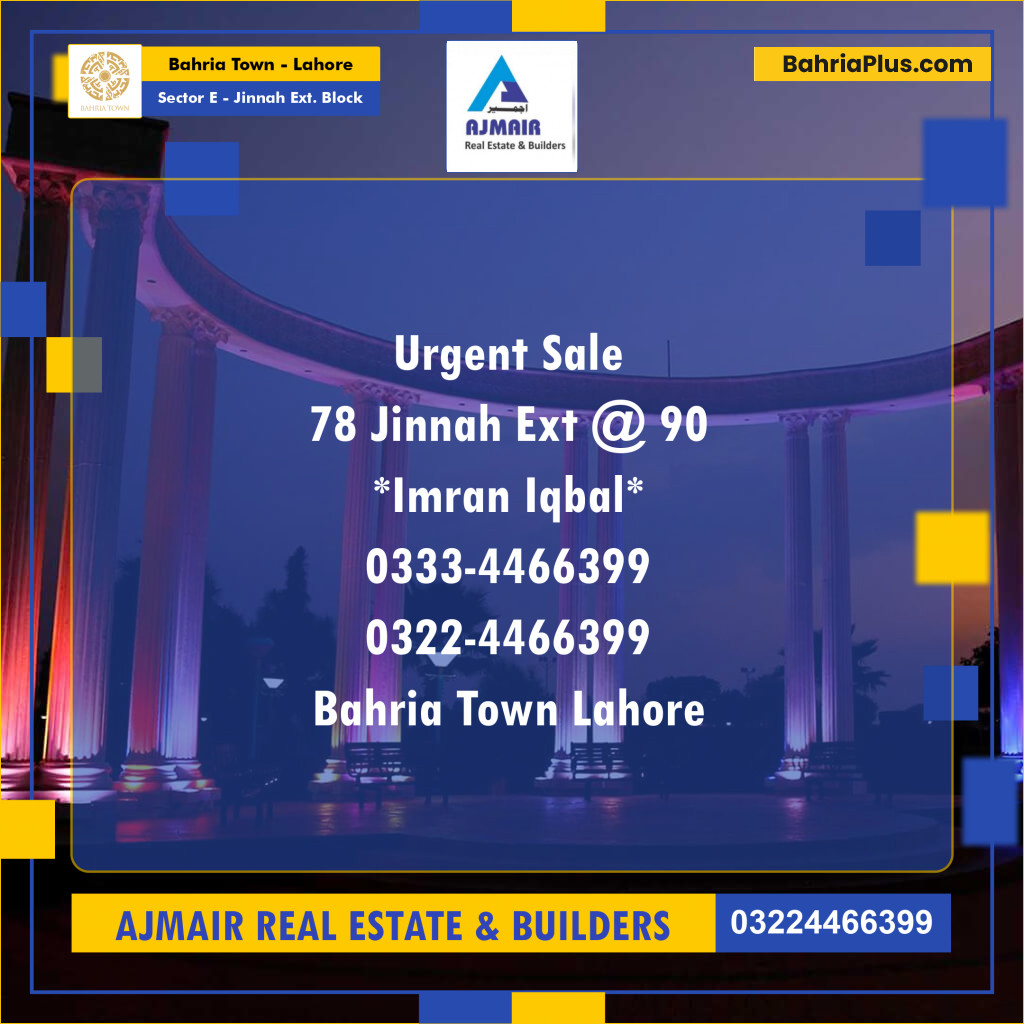 5 Marla Residential Plot for Sale in Sector E - Jinnah Ext. Block -  Bahria Town, Lahore - (BP-289929)