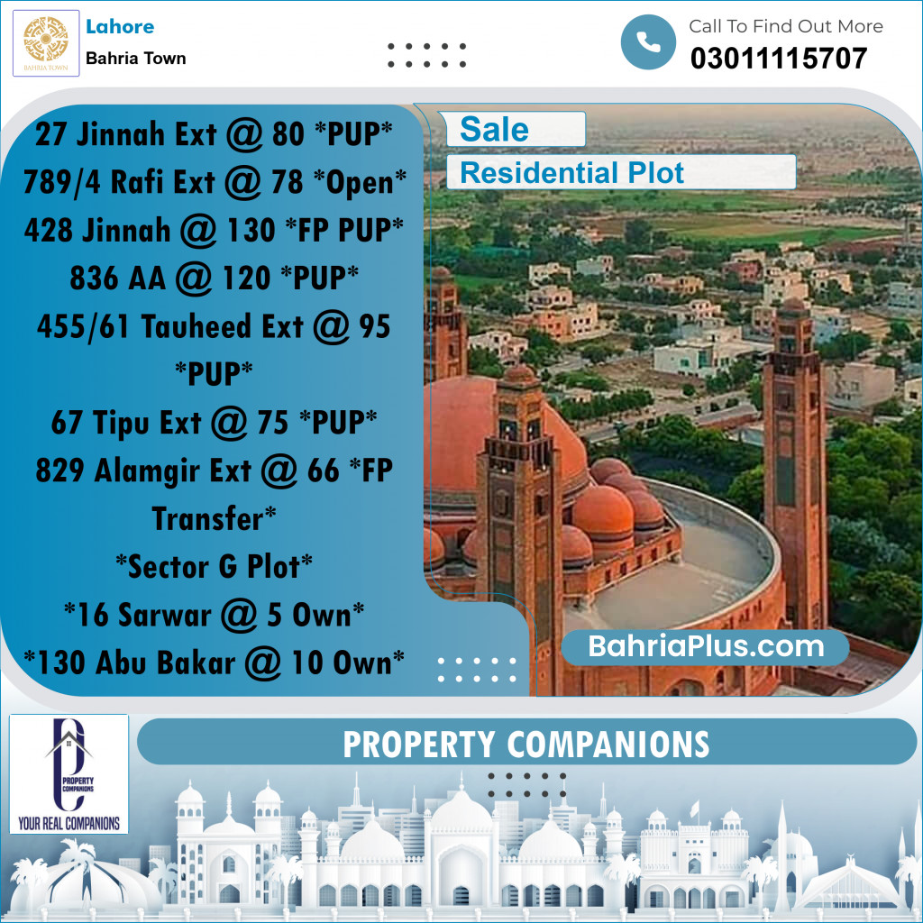 Residential Plot for Sale in Bahria Town, Lahore - (BP-289949)