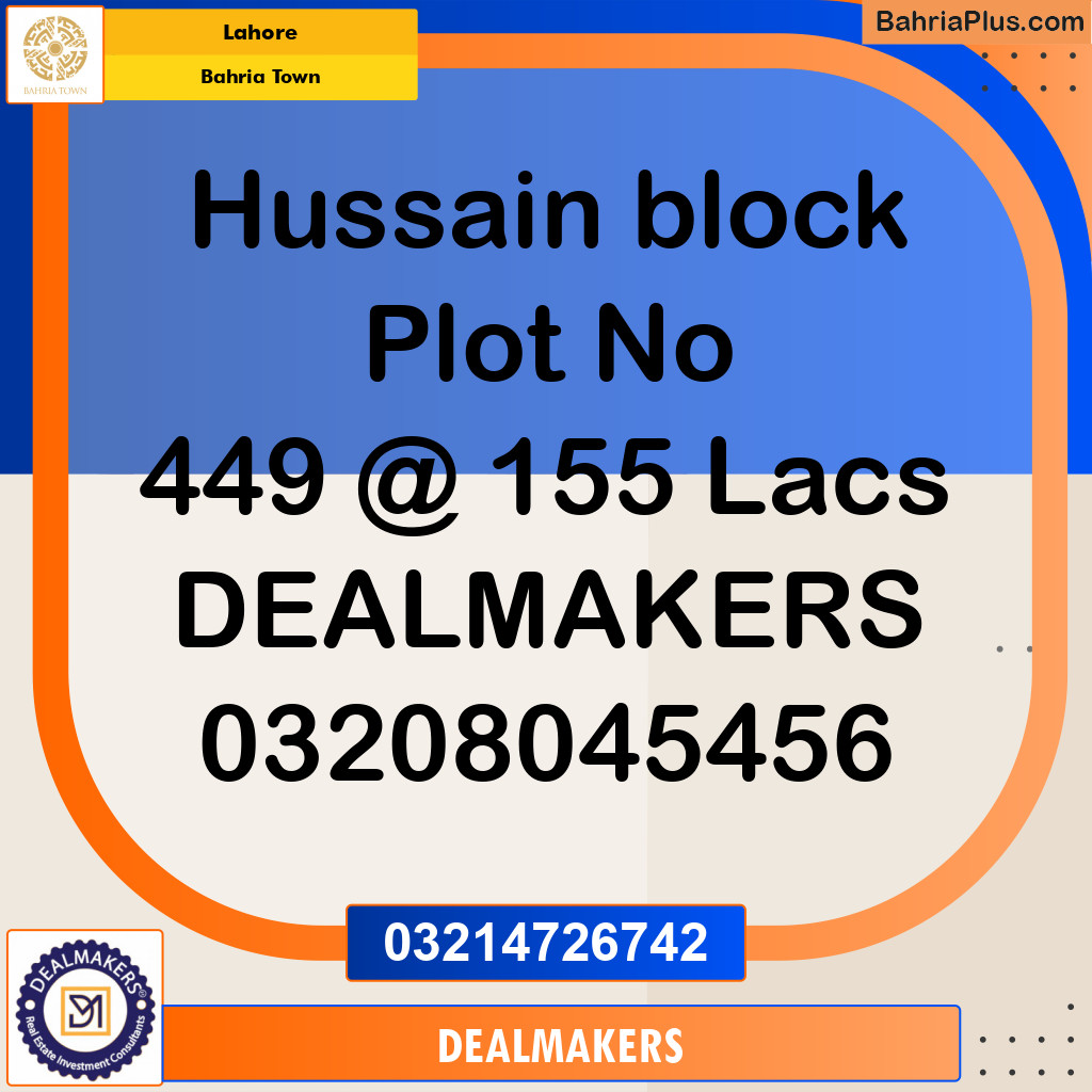 Residential Plot for Sale in Bahria Town, Lahore - (BP-289955)
