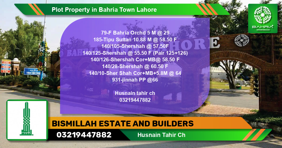 Residential Plot for Sale in Bahria Town, Lahore - (BP-28999)