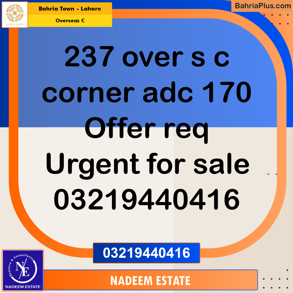 Residential Plot for Sale in Overseas C -  Bahria Town, Lahore - (BP-289991)