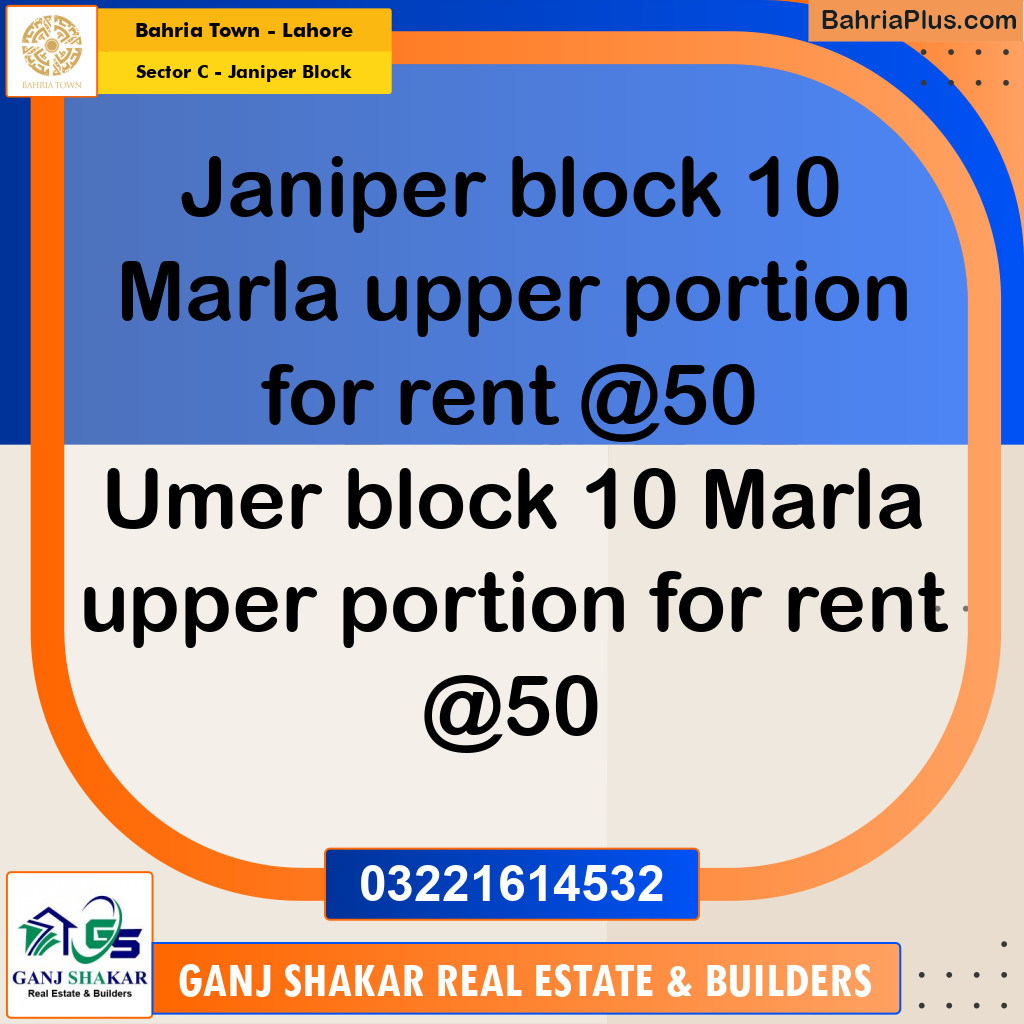 10 Marla Residential House for Rent in Sector C - Janiper Block -  Bahria Town, Lahore - (BP-290036)