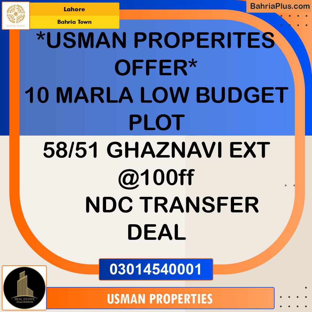 Residential Plot for Sale in Bahria Town, Lahore - (BP-290058)