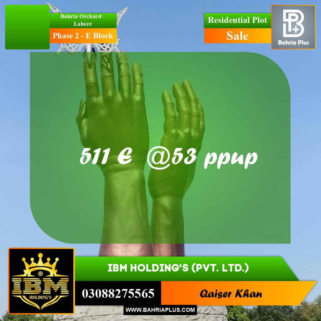 5 Marla Residential Plot for Sale in Phase 2 - E Block -  Bahria Orchard, Lahore - (BP-290077)