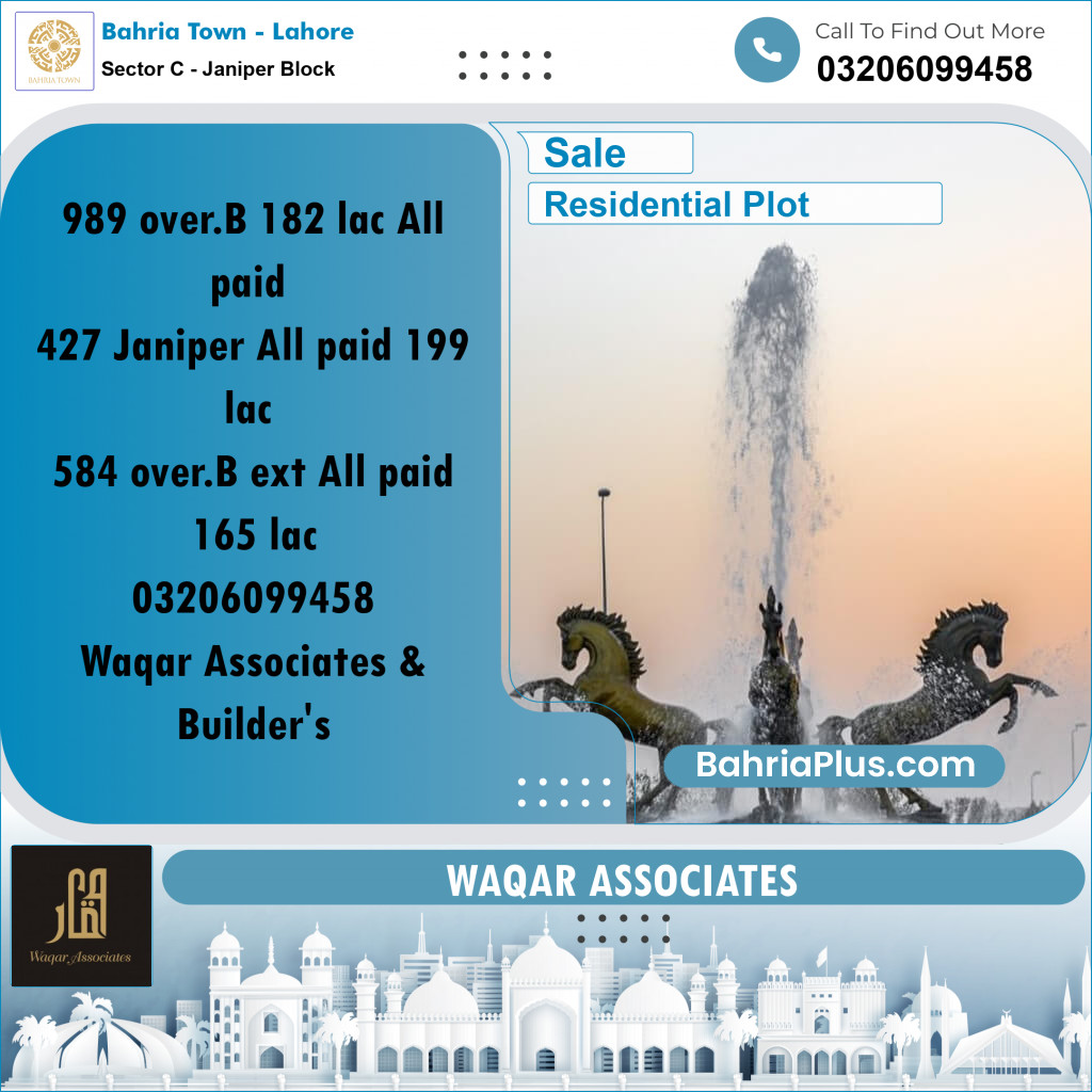 10 Marla Residential Plot for Sale in Sector C - Janiper Block -  Bahria Town, Lahore - (BP-290078)