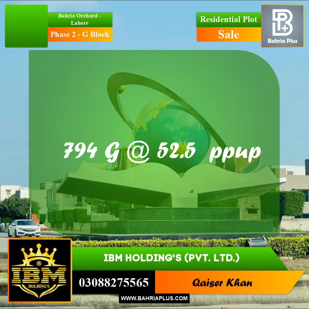 5 Marla Residential Plot for Sale in Phase 2 - G Block -  Bahria Orchard, Lahore - (BP-290083)