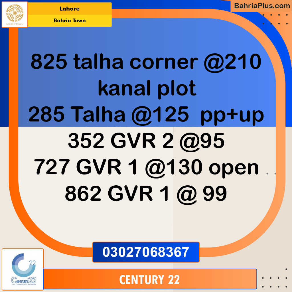 Residential Plot for Sale in Bahria Town, Lahore - (BP-290109)