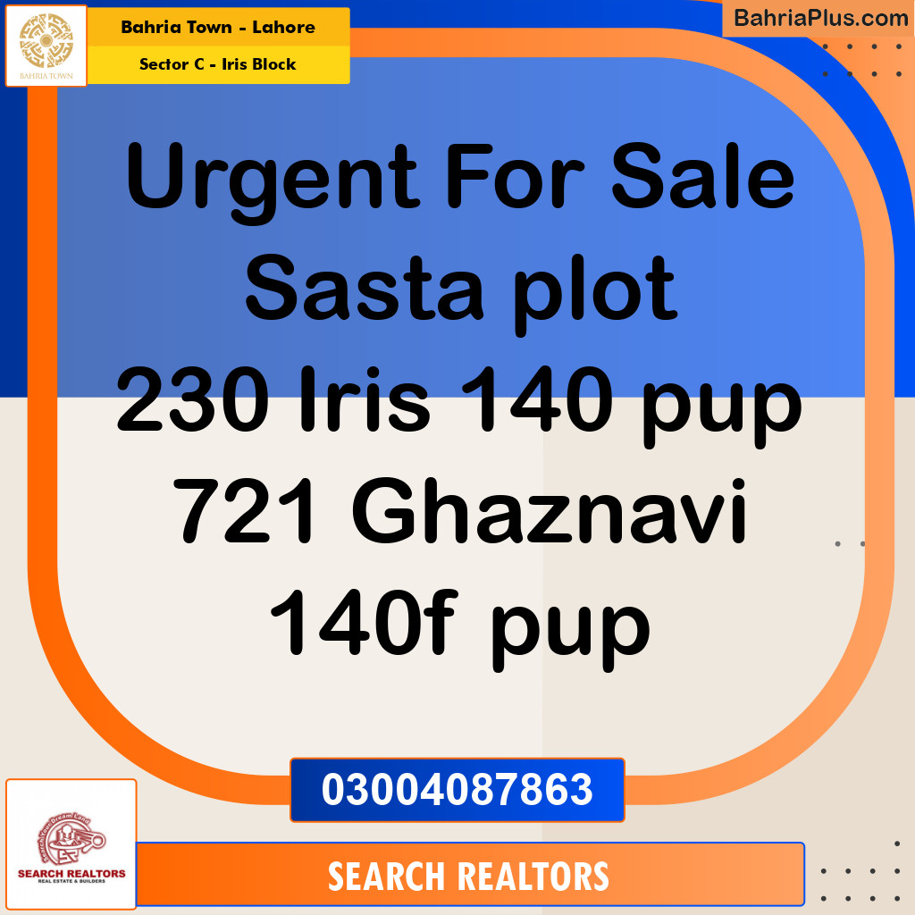 10 Marla Residential Plot for Sale in Sector C - Iris Block -  Bahria Town, Lahore - (BP-290119)