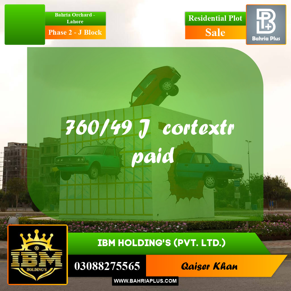 5 Marla Residential Plot for Sale in Phase 2 - J Block -  Bahria Orchard, Lahore - (BP-290220)