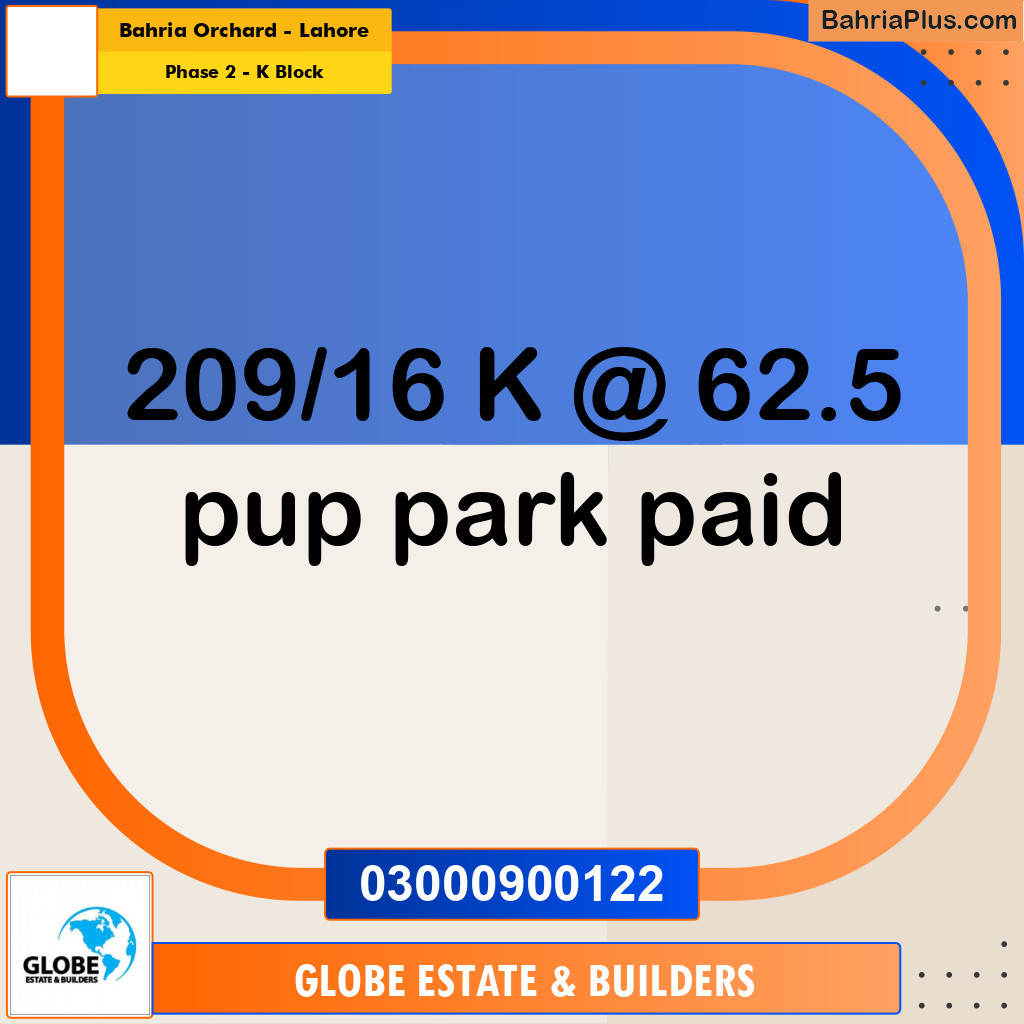 5 Marla Residential Plot for Sale in Phase 2 - K Block -  Bahria Orchard, Lahore - (BP-290291)