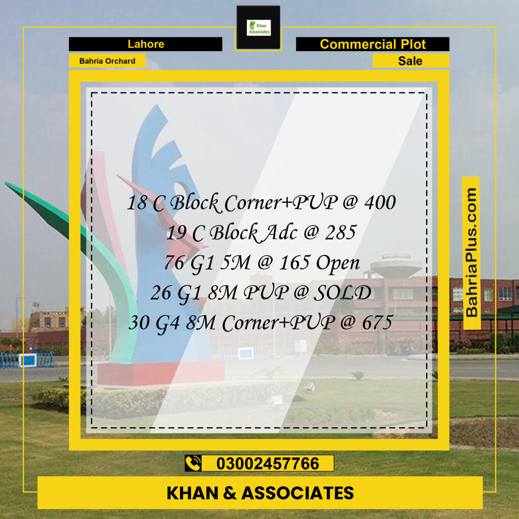 Commercial Plot for Sale in Bahria Orchard, Lahore - (BP-290300)