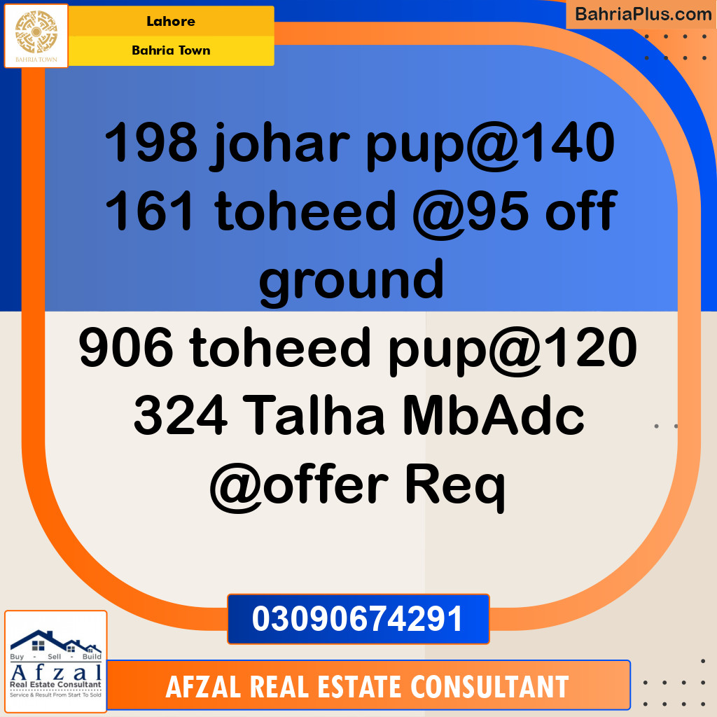 Residential Plot for Sale in Bahria Town, Lahore - (BP-290301)