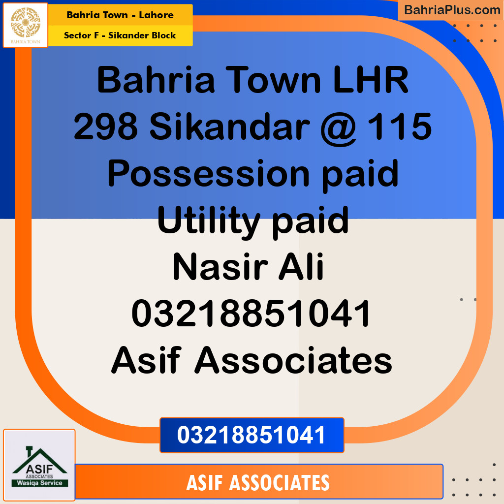 10 Marla Residential Plot for Sale in Sector F - Sikander Block -  Bahria Town, Lahore - (BP-290313)