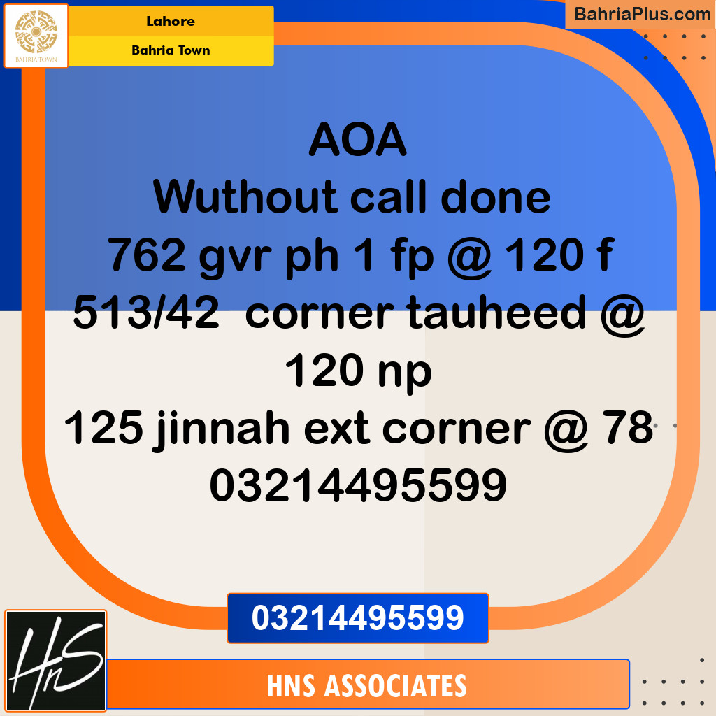 Residential Plot for Sale in Bahria Town, Lahore - (BP-290411)