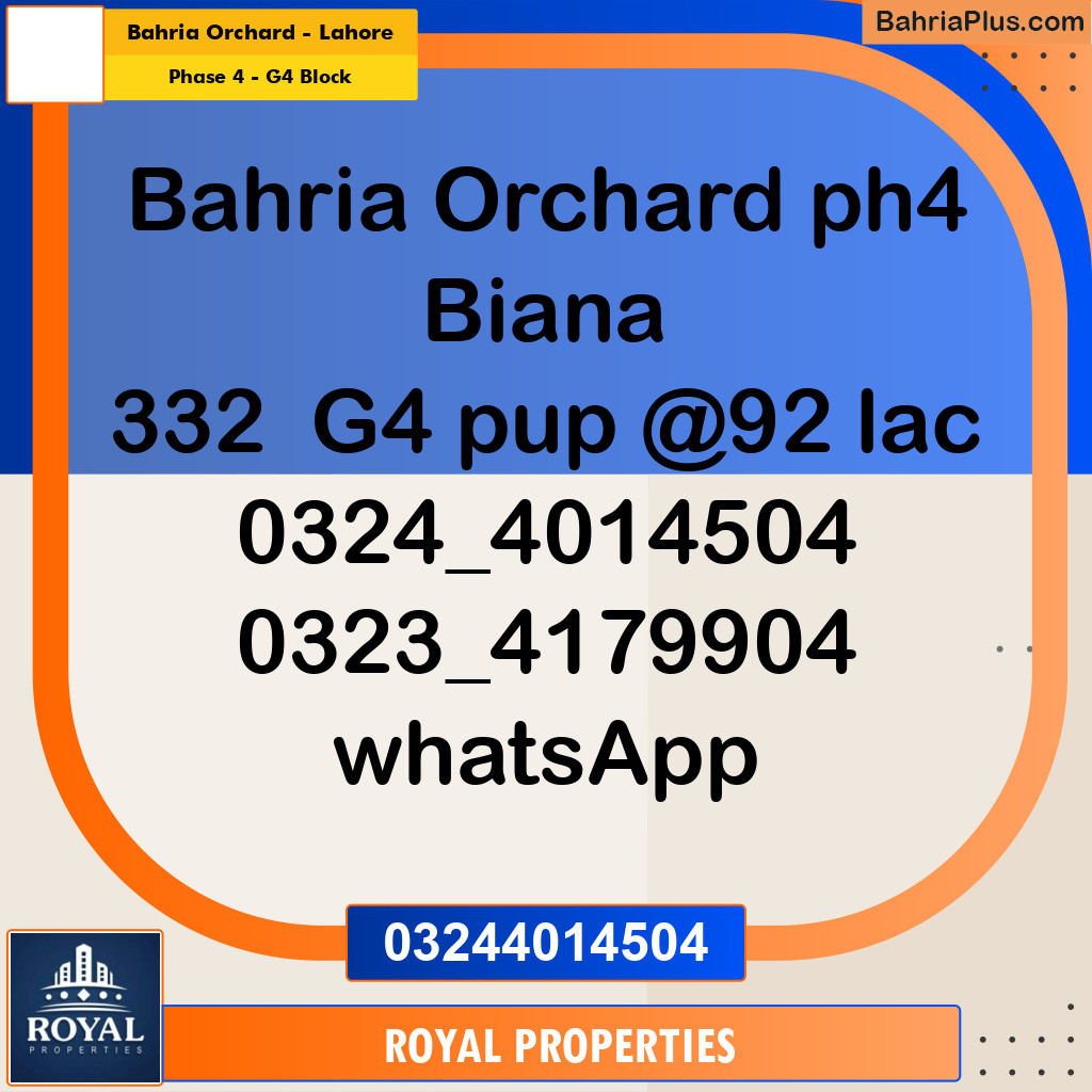 Residential Plot for Sale in Phase 4 - G4 Block -  Bahria Orchard, Lahore - (BP-290432)