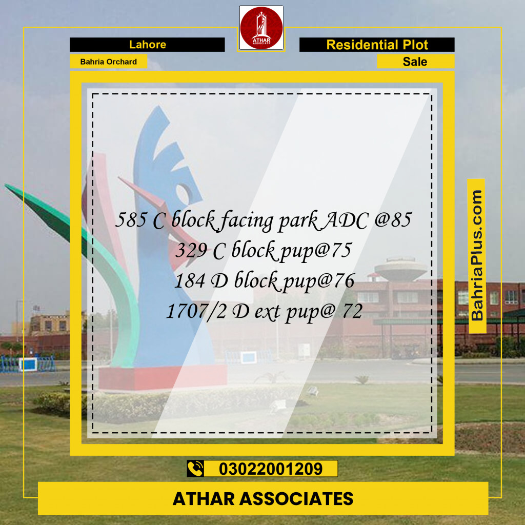 8 Marla Residential Plot for Sale in Bahria Orchard, Lahore - (BP-290456)