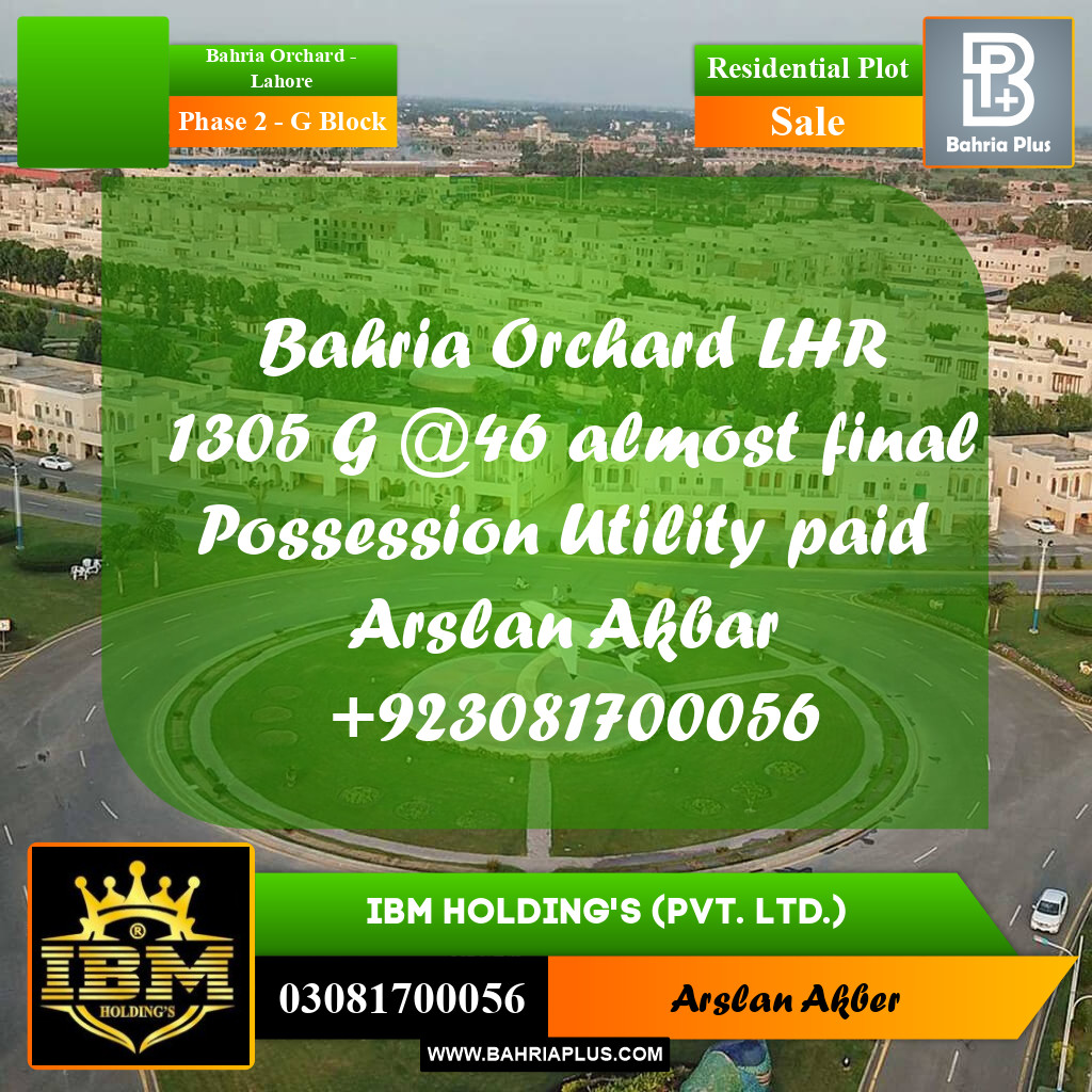 5 Marla Residential Plot for Sale in Phase 2 - G Block -  Bahria Orchard, Lahore - (BP-290460)