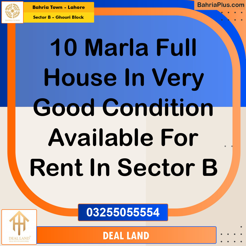 10 Marla Residential House for Rent in Sector B - Ghouri Block -  Bahria Town, Lahore - (BP-290486)