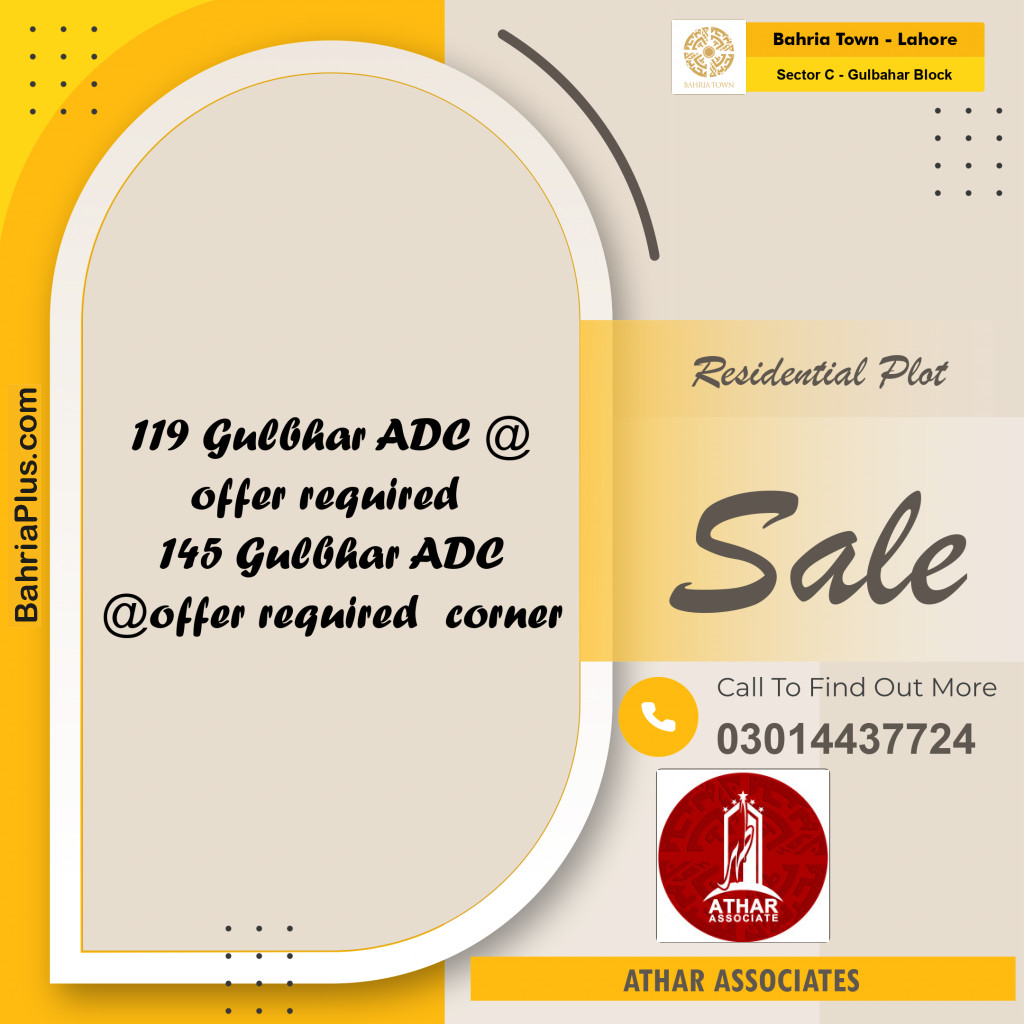 1 Marla Residential Plot for Sale in Sector C - Gulbahar Block -  Bahria Town, Lahore - (BP-290502)