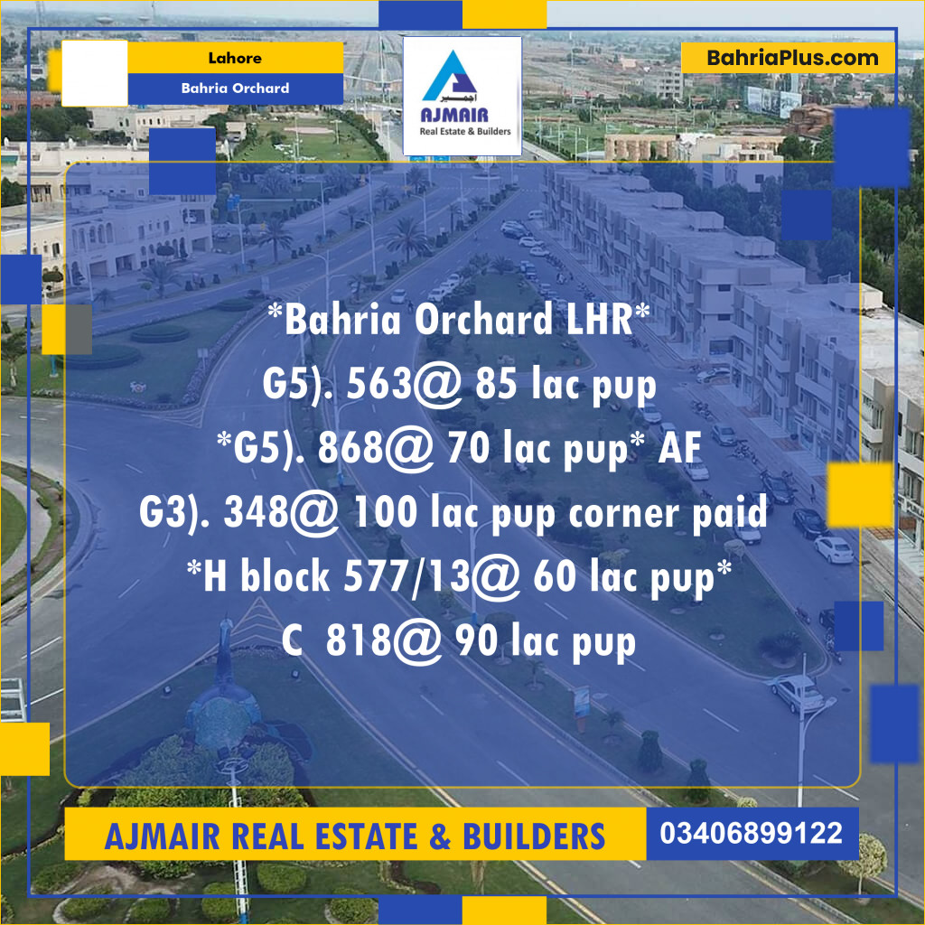 10 Marla Residential Plot for Sale in Bahria Orchard, Lahore - (BP-290520)