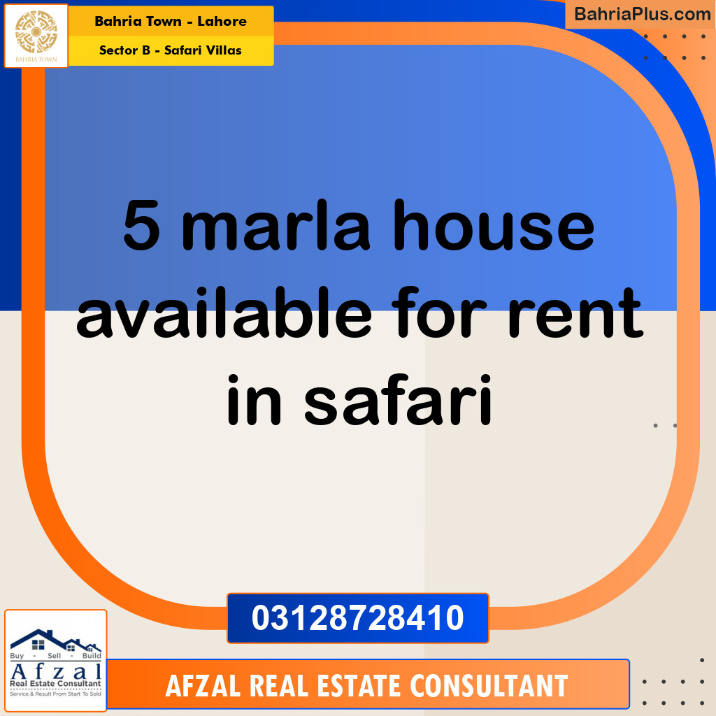 5 Marla Residential House for Rent in Sector B - Safari Villas -  Bahria Town, Lahore - (BP-290659)