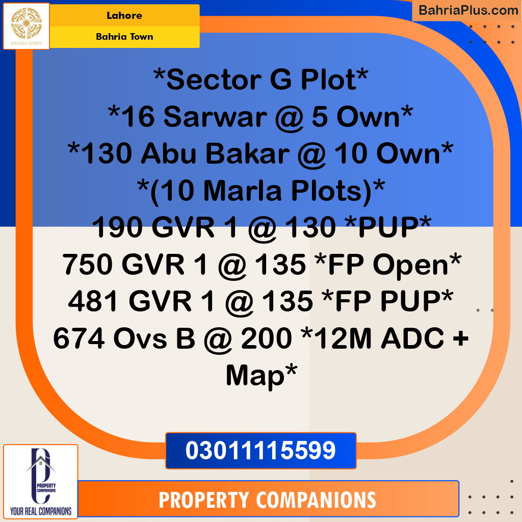 Residential Plot for Sale in Bahria Town, Lahore - (BP-290691)